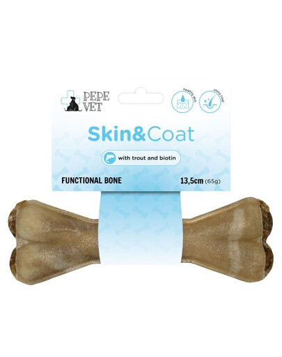 PAKA ZWIERZAKA PEPE Vet Funkční kost Skin&Coat 13,5 cm (70 g) pro zdravou kůži a srst psů