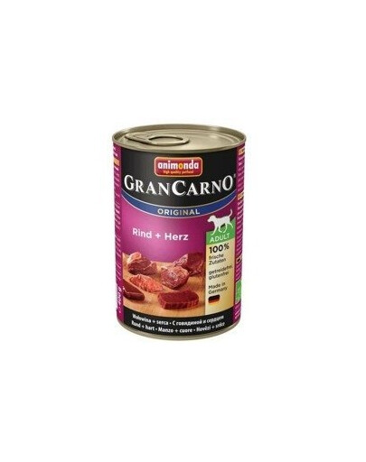 Animonda Grancarno Original Rind + Herz 400 g - vlhké krmivo pro psy s hovězím masem a srdíčky 400 g