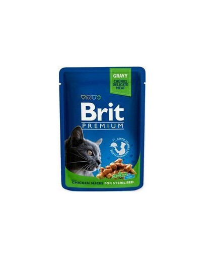 Brit For Wellness & Beauty s kuřecími plátky pro sterilizované kočky 100g - vlhké krmivo pro sterilizované kočky s kuřecím masem v omáčce 100g