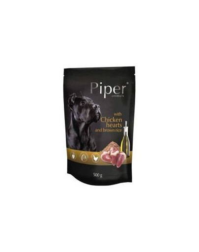Piper Chicken Heart z hnědé rýže, vhodné pro dospělé psy středních a velkých plemen, 500 g