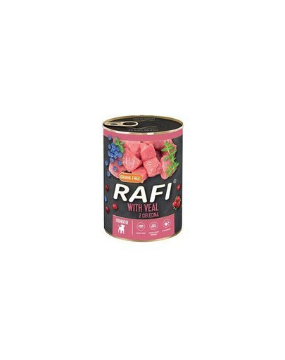 Rafi Junior konzerva pro psy telecí, borůvky, brusinky 400 g