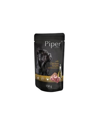Piper kapsička pro psy velkých plemen s kuřecími srdíčky a hnědou rýží 150 g