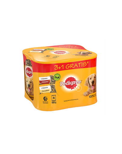 PEDIGREE Adult 3 + 1 konzerva 4 x 400 g pro dospělé psy