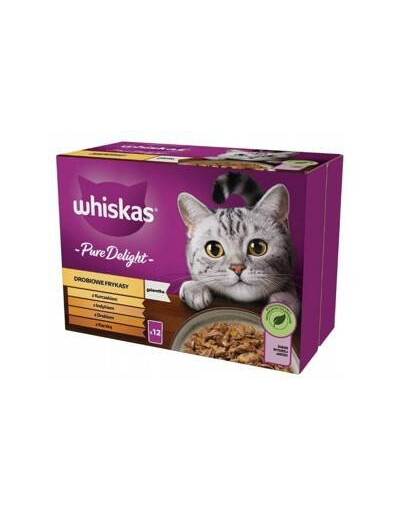 WHISKAS kapsička pro dospělé 48x85g Drůbeží krmivo v želé s: kuřecím, krůtím, drůbežím, kachním masem