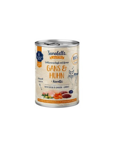 SANABELLE konzerva pro kočky, husa, kuře a mrkev 380 g