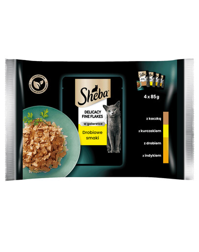 SHEBA Delicacy in Jelly Drůbeží příchutě - krmivo pro kočky v želé (s kuřecím, krůtím, kachním, drůbežím) kapsičky 4x85g
